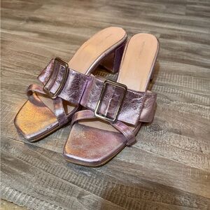 Intentionally Blank Metallic Pink Slide Sandals size 39